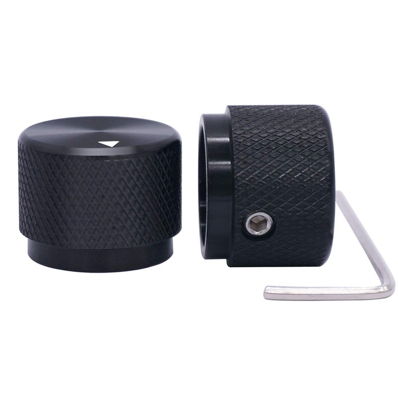 Taiss 2pcs Black Aluminum Rotary Electronic Control Potentiometer Knob For 6 mm Diameter Shaft, Volume Control, Audio, Guitar, Switch, 20mm x 15.5mm - Image 1